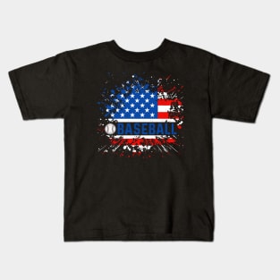 "Stars, Stripes, and Baseball Bats" - a patriotic baseball fan Kids T-Shirt